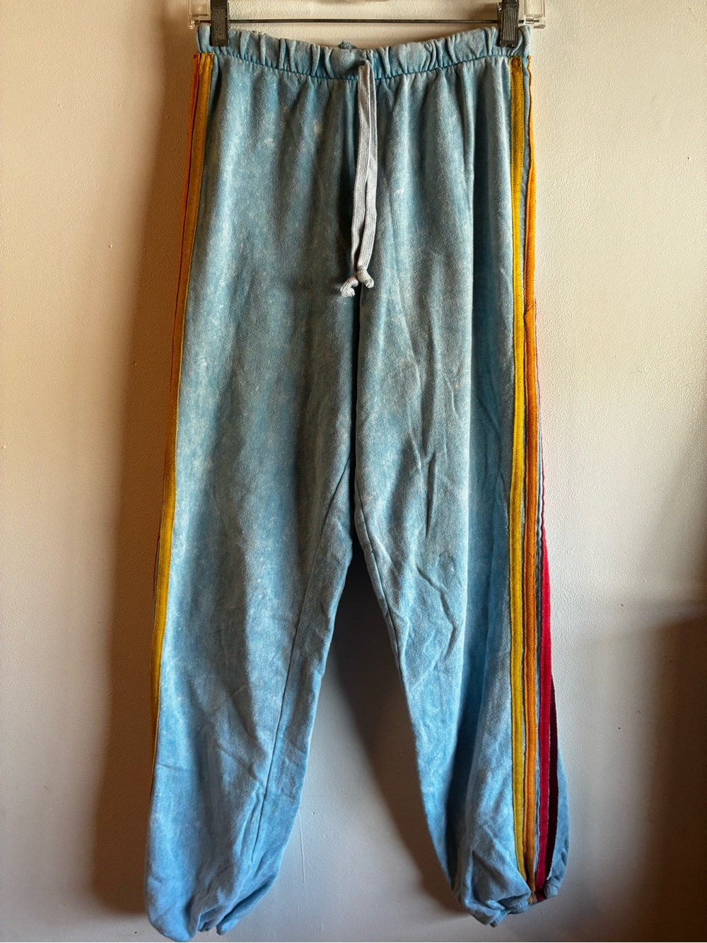 Vintage Havana Light Blue Joggers with Multicolor Side Stripes